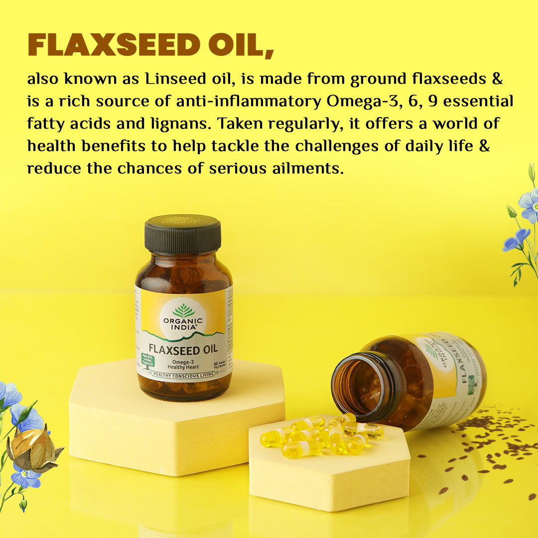 Organic India Flaxseed Oil Capsule bottle - PUSHMYCART