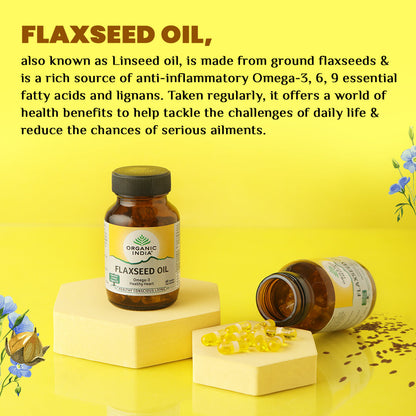 Organic India Flaxseed Oil Capsule bottle - PUSHMYCART