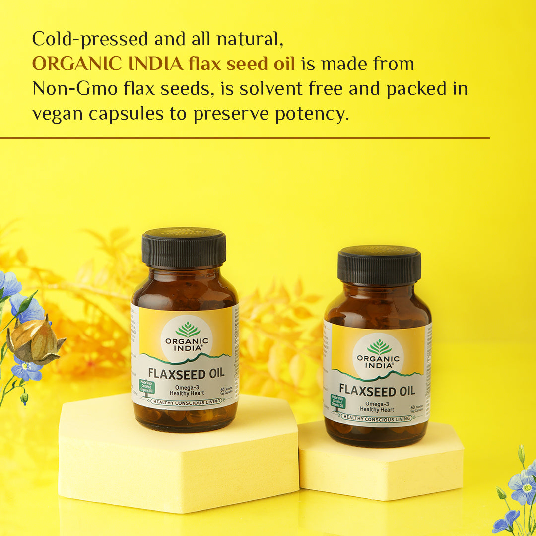 Organic India Flaxseed Oil Capsule bottle - PUSHMYCART
