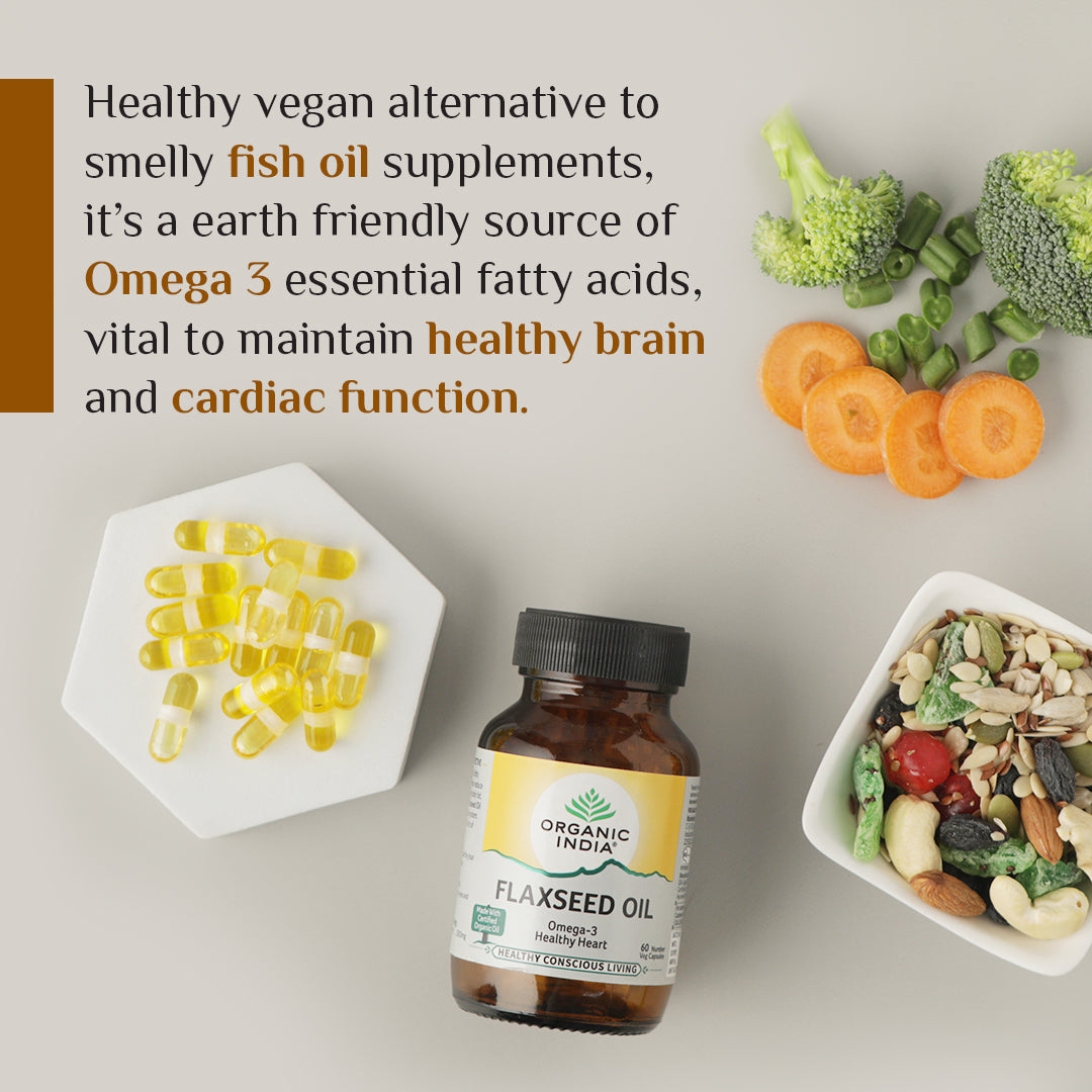 Organic India Flaxseed Oil Capsule bottle - PUSHMYCART