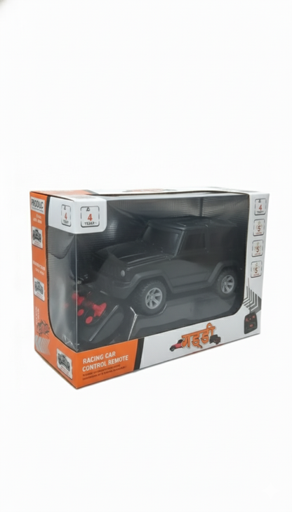 The black jeep with RACING CAR CONTROL REMOTE