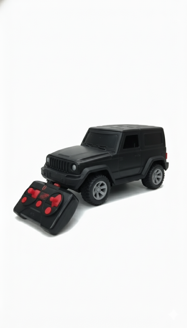 The black jeep with RACING CAR CONTROL REMOTE