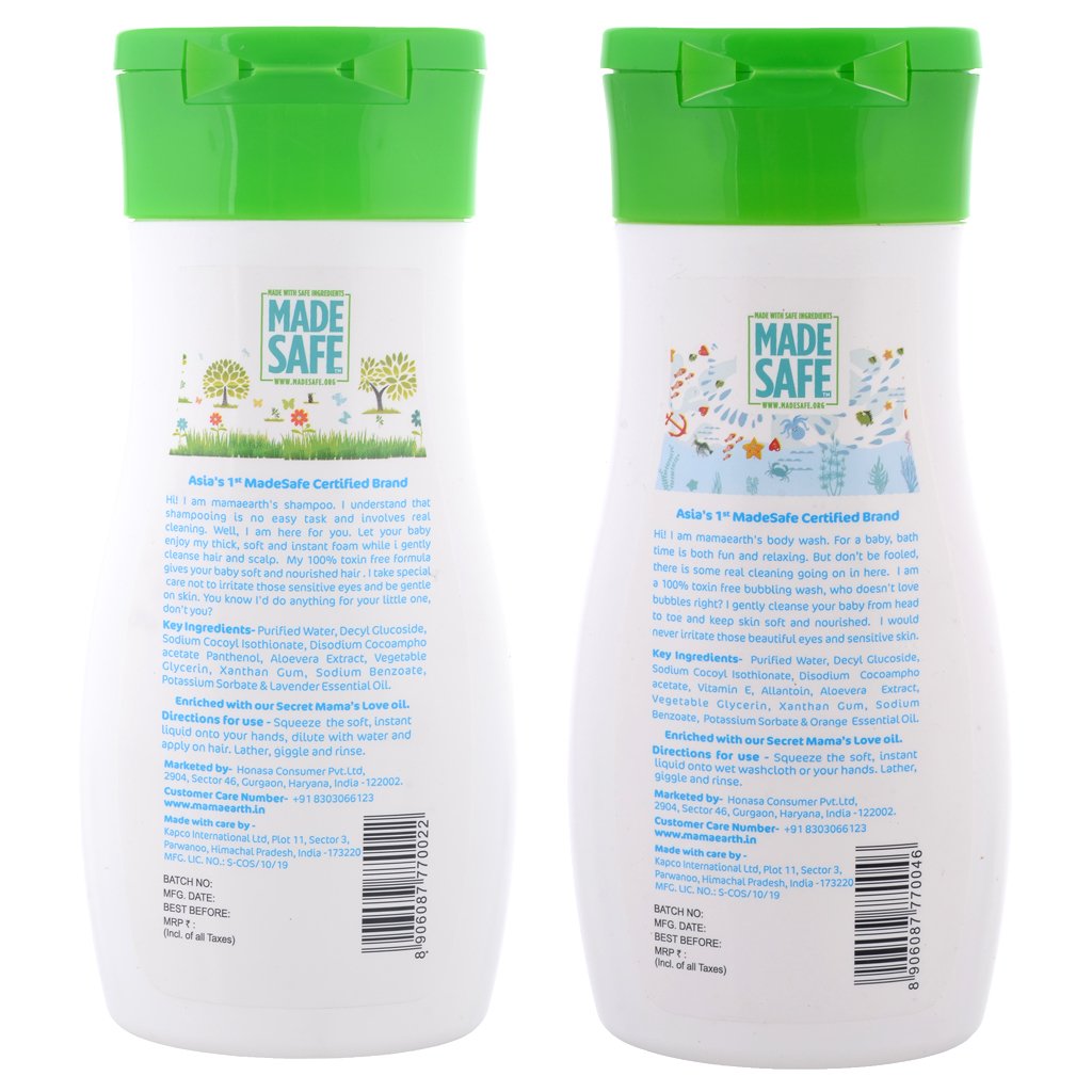 Mamaearth Deeply Nourishing Body Wash And Gentle Cleansing Shampoo For Babies |200ml+200ml