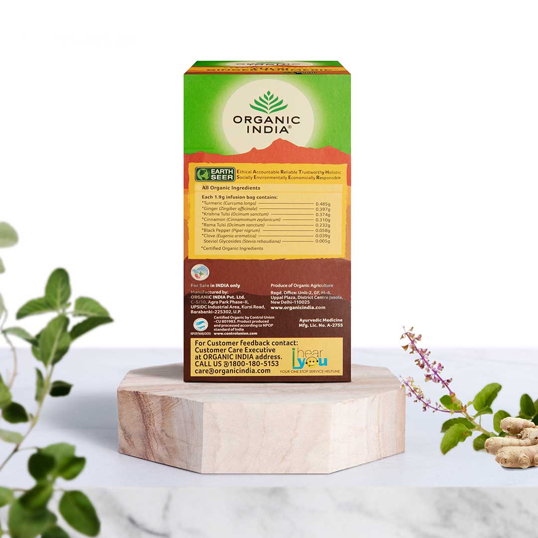 Organic India Tulsi Ginger Turmeric Tea - PUSHMYCART