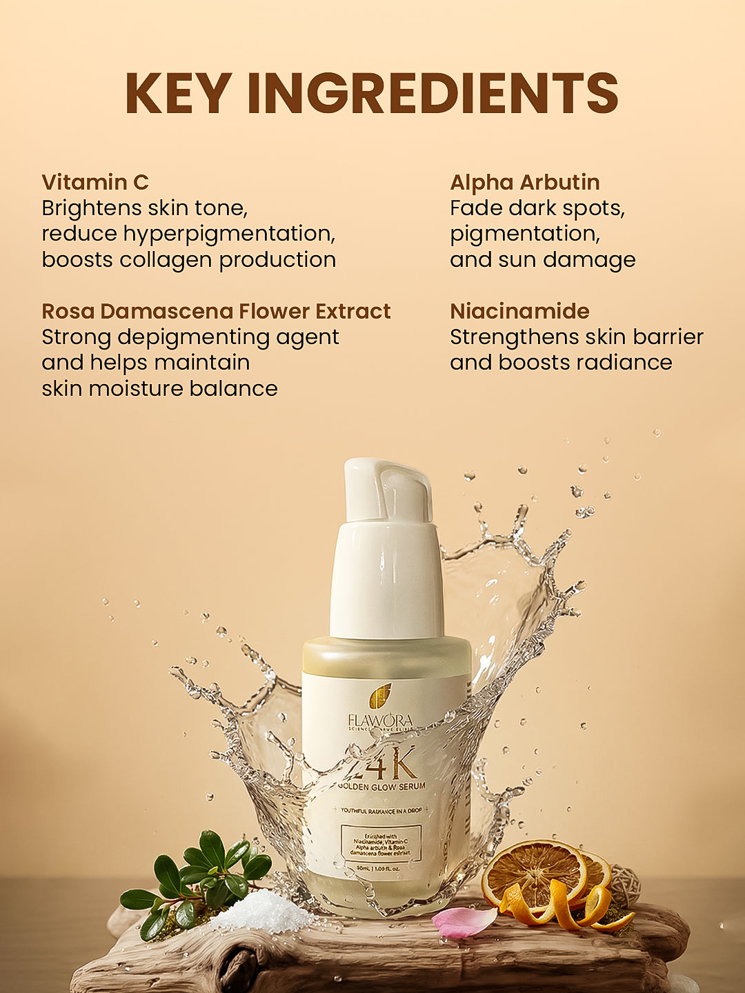 Flawora 24K Skin Brightening Gold Serum