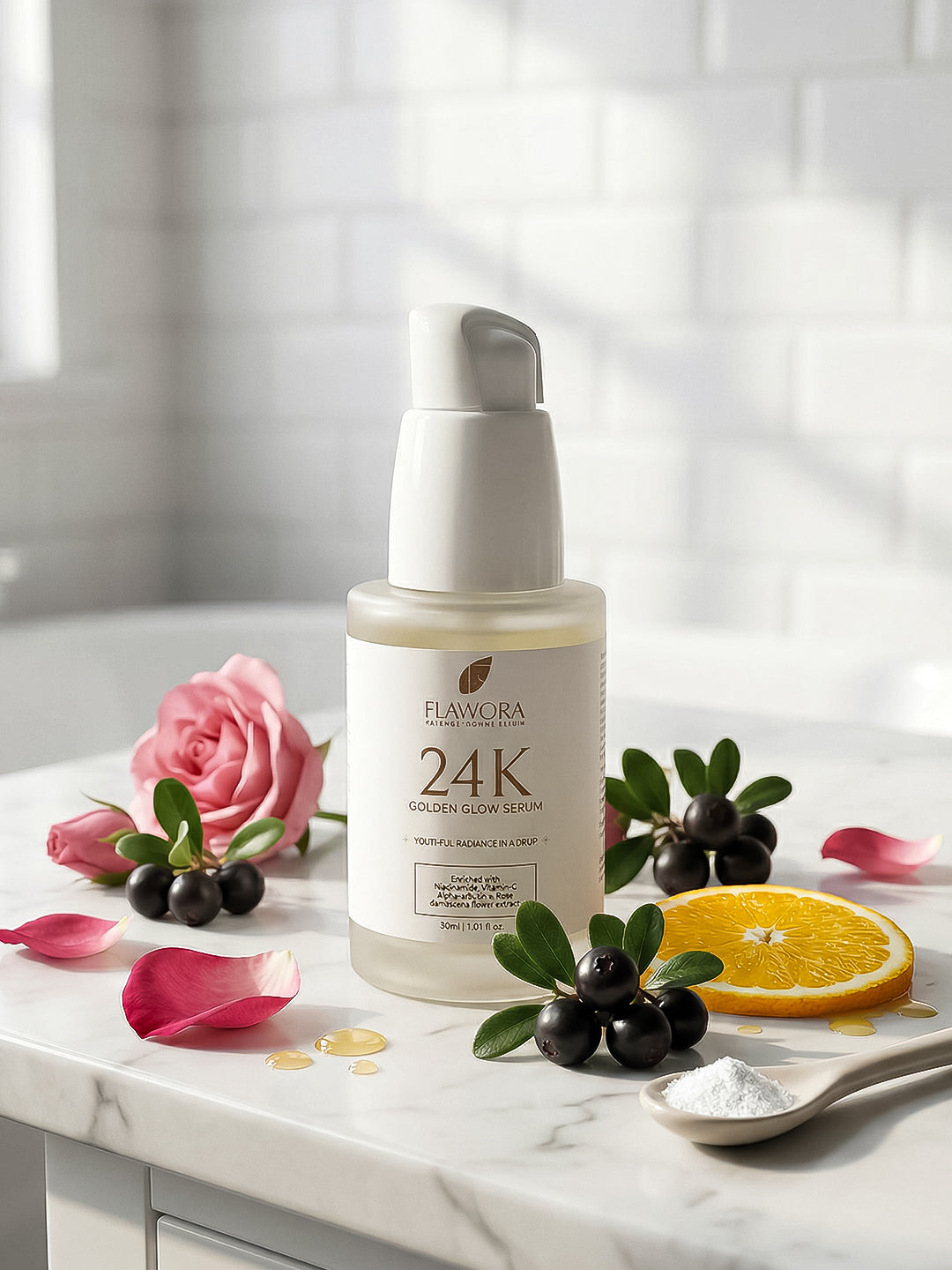 Flawora 24K Skin Brightening Gold Serum