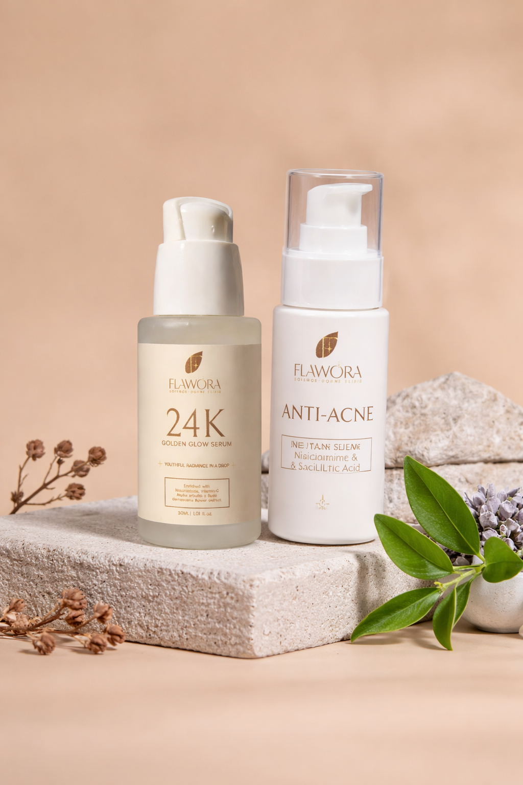 Flawora 24k Gold+Anti Acne Serum-Combo