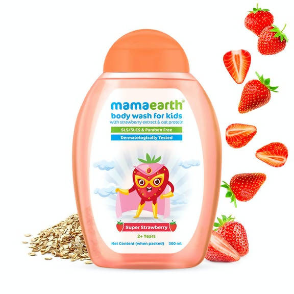 Mamaearth Super Strawberry Body Wash for Kids with Strawberry and Oat Protein