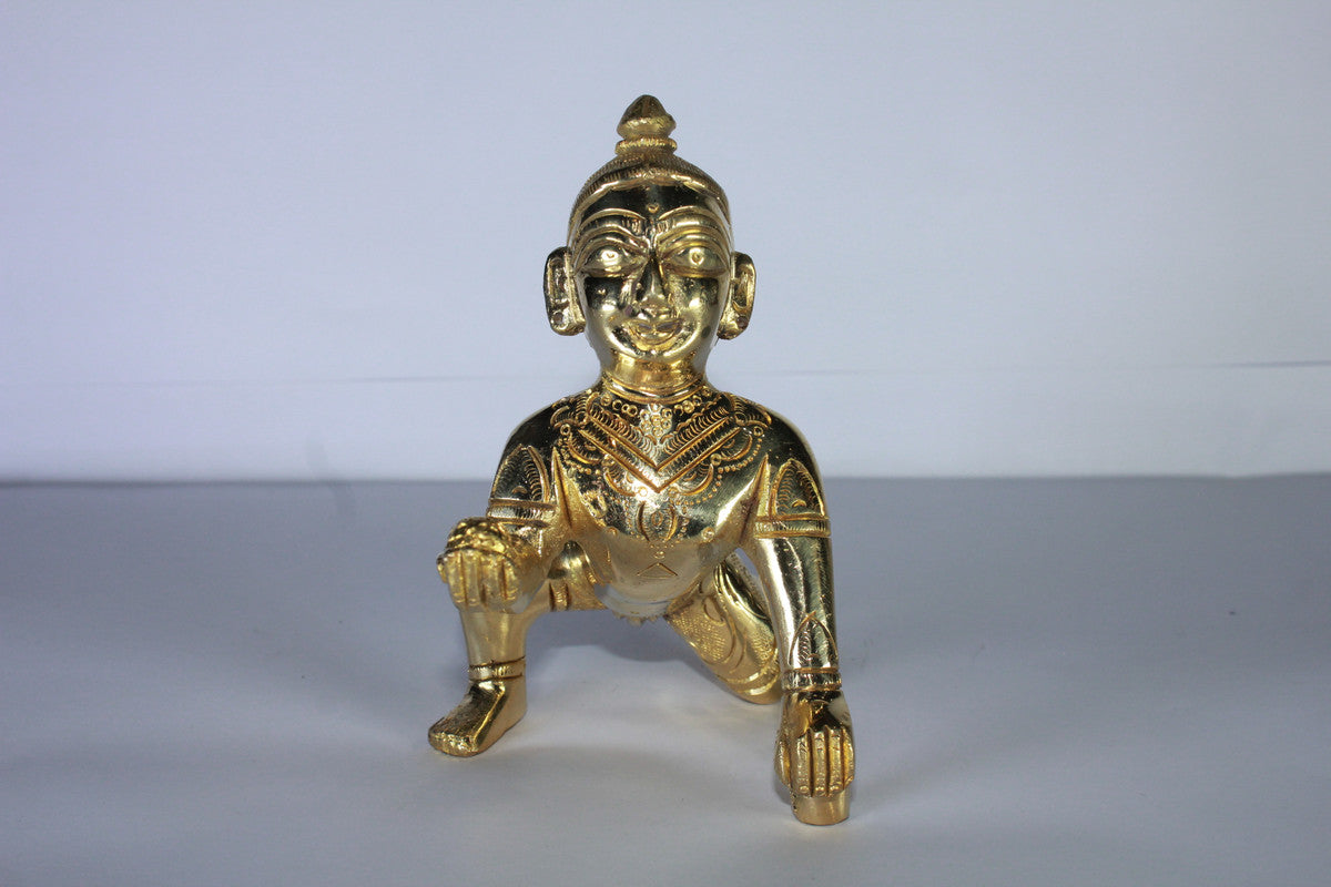 Brass Laddu Gopal Statue Murti Idol