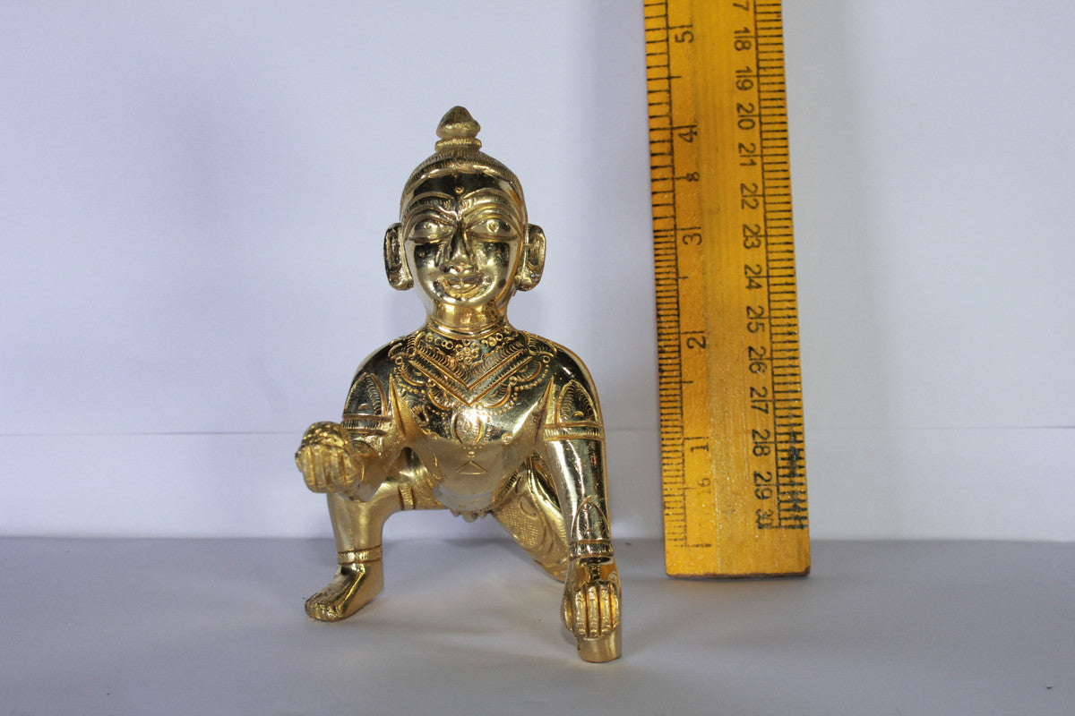 Brass Laddu Gopal Statue Murti Idol