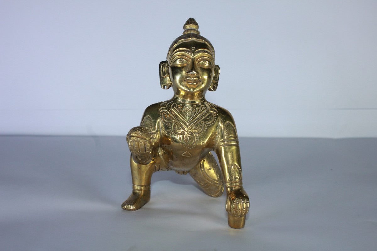 Brass Laddu Gopal Statue Murti Idol