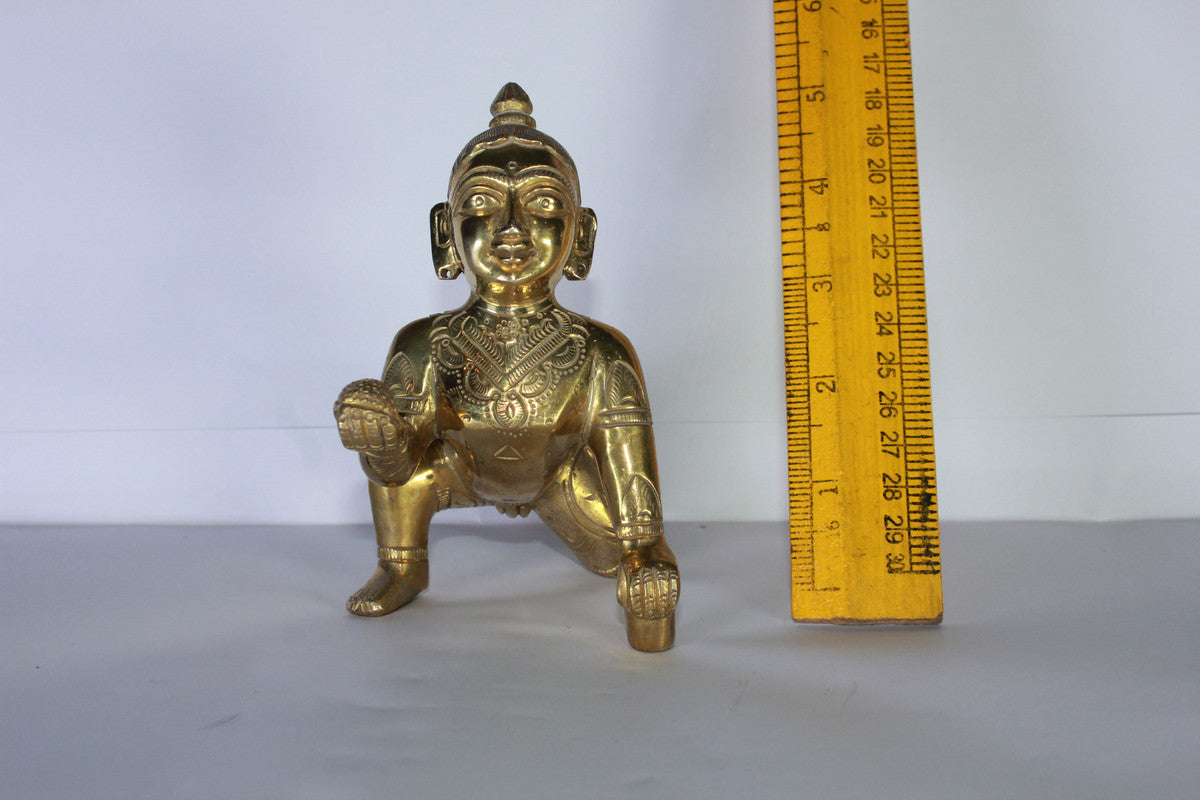 Brass Laddu Gopal Statue Murti Idol