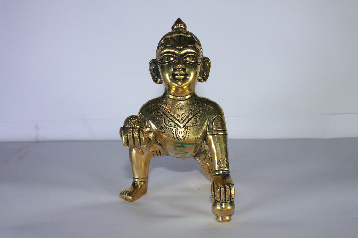 Brass Laddu Gopal Statue Murti Idol