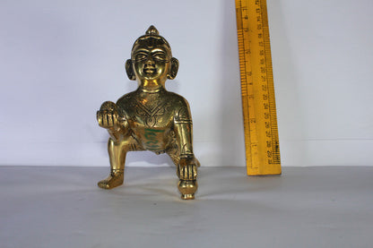 Brass Laddu Gopal Statue Murti Idol