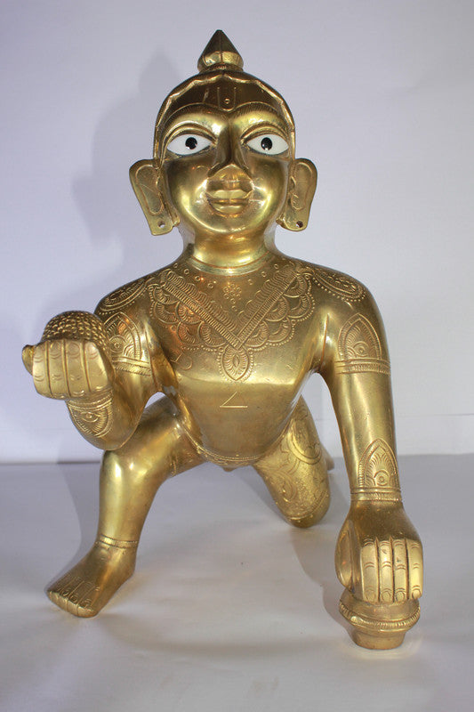 Brass Laddu Gopal Statue Murti Idol