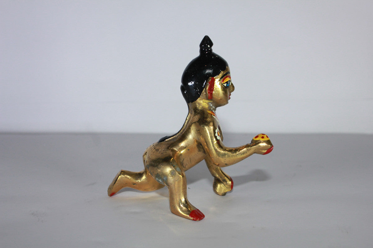 Brass Painted Laddu Gopal Statue