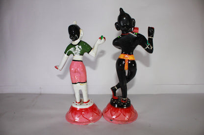 Brass Black Krishna and Color Radha