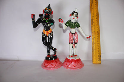 Brass Black Krishna and Color Radha