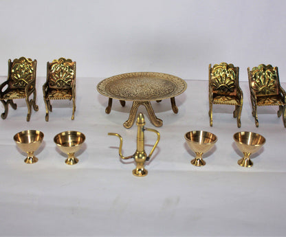 Brass Miniature Table Chair Set