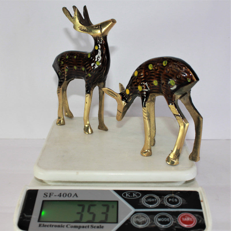 Brass Pair Deer Showpiece Statue