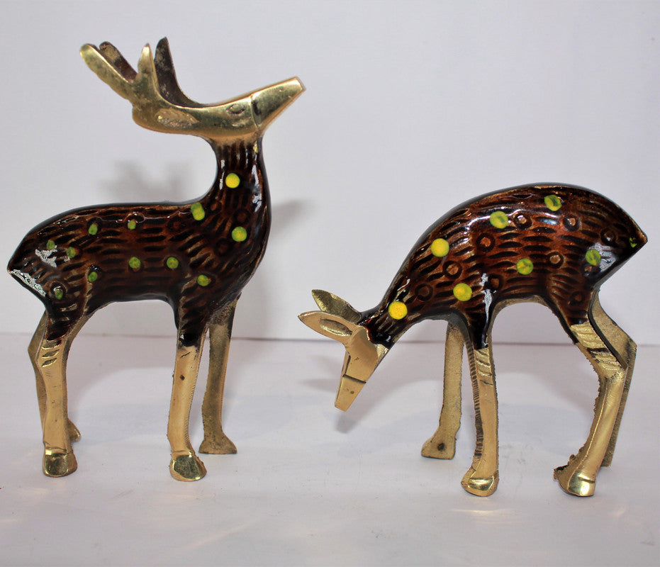 Brass Pair Deer Showpiece Statue