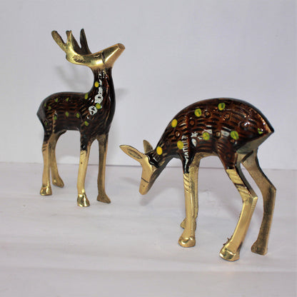 Brass Pair Deer Showpiece Statue