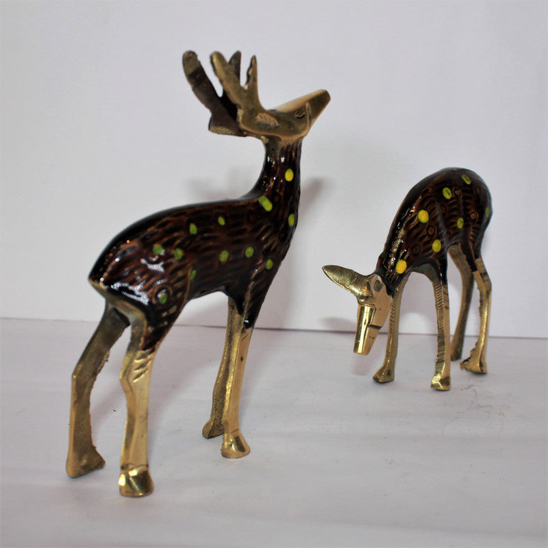 Brass Pair Deer Showpiece Statue