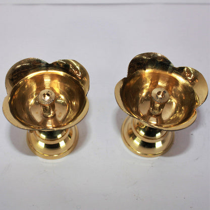 Brass Flower Design Pair Diya |Pack Of 2