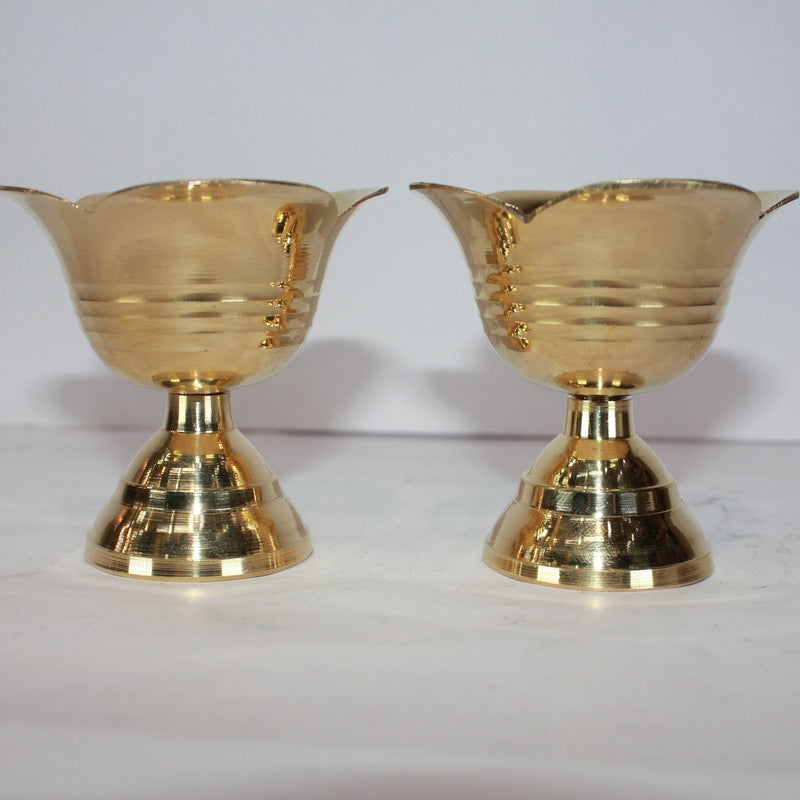 Brass Flower Design Pair Diya