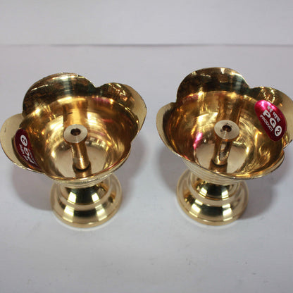 Brass Flower Design Pair Diya