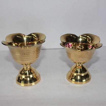 Brass Flower Design Pair Diya