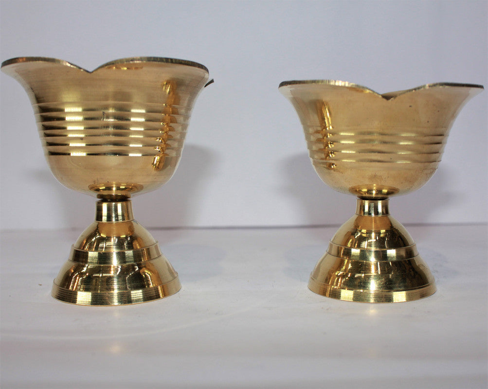 Brass Flower Design Pair Diya