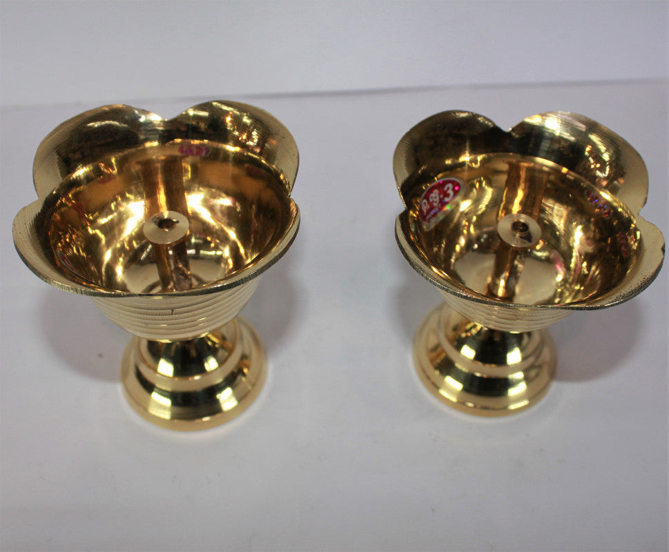 Brass Flower Design Pair Diya