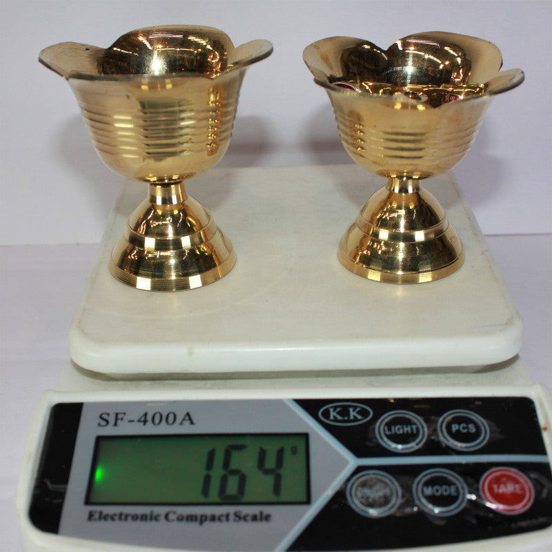 Brass Flower Design Pair Diya