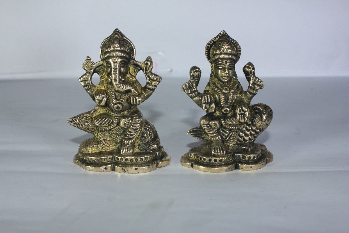 Brass Laxmi Ganesh Idol Statue