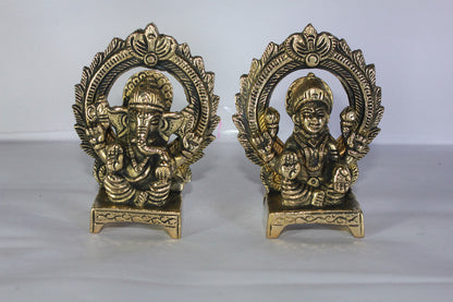 Brass Laxmi Ganesh God Idol Statue