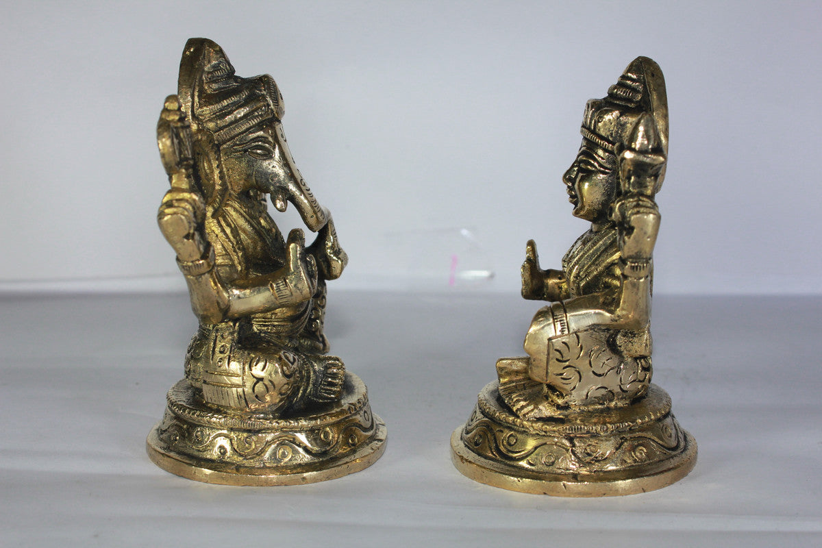 Brass Laxmi Ganesh God Idol Statue