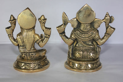 Brass Laxmi Ganesh God Idol Statue