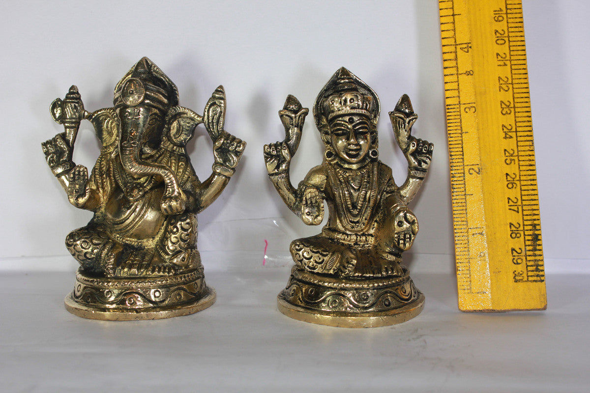 Brass Laxmi Ganesh God Idol Statue