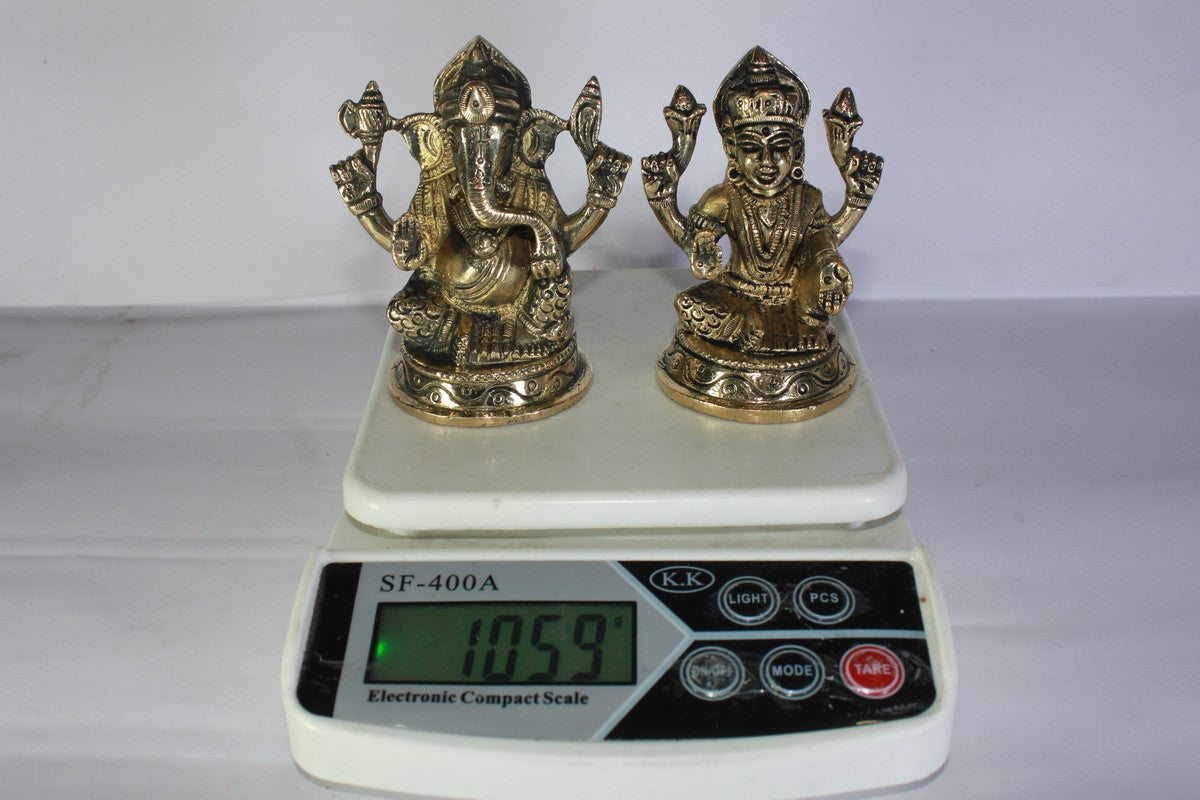 Brass Laxmi Ganesh God Idol Statue