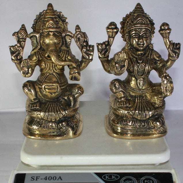 Brass Laxmi Ganesh God Idol Statue