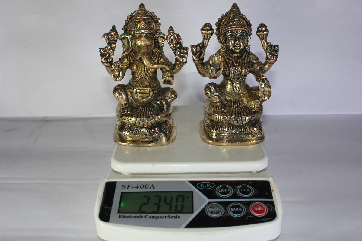 Brass Laxmi Ganesh God Idol Statue
