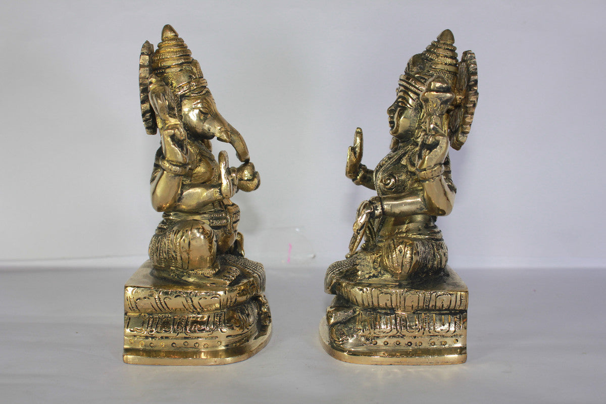 Brass Laxmi Ganesh God Idol Statue