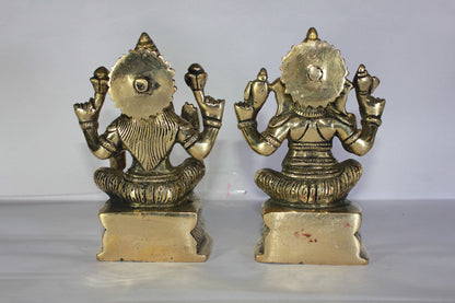 Brass Laxmi Ganesh God Idol Statue