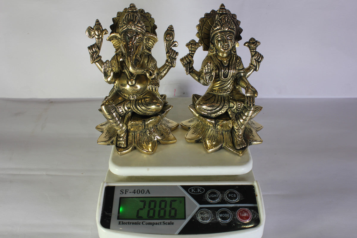 Brass Laxmi Ganesh God Idol Statue