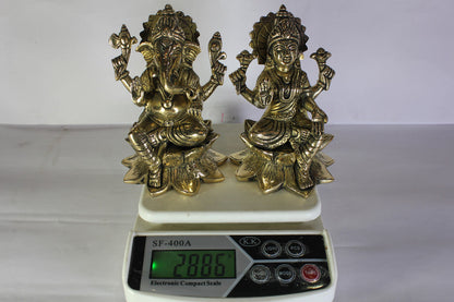 Brass Laxmi Ganesh God Idol Statue