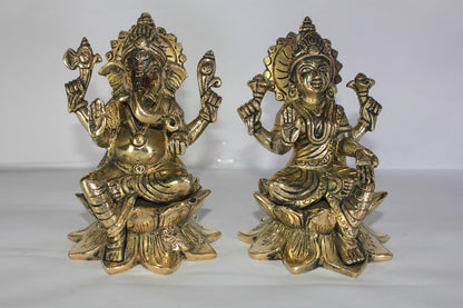 Brass Laxmi Ganesh God Idol Statue