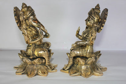 Brass Laxmi Ganesh God Idol Statue