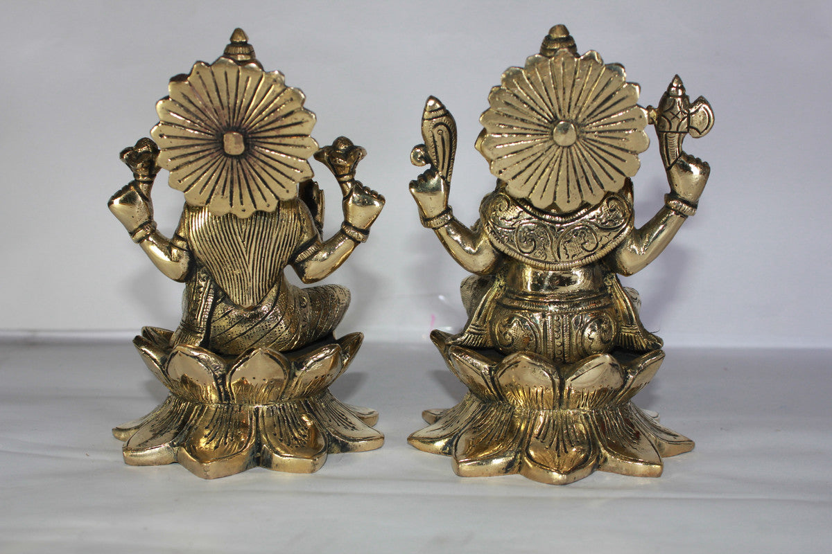 Brass Laxmi Ganesh God Idol Statue