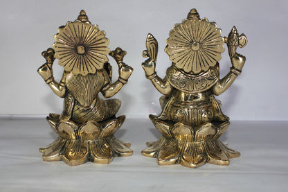 Brass Laxmi Ganesh God Idol Statue